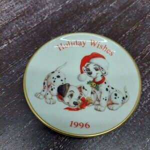Vintage 1996 Disney 101 Dalmatians Holiday Wishes Collectors Keepsake Porcelain